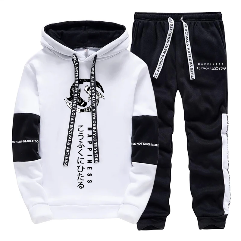 Winter Clothing Pants - Fashion Men's Tracksuit Print Casual Hooded