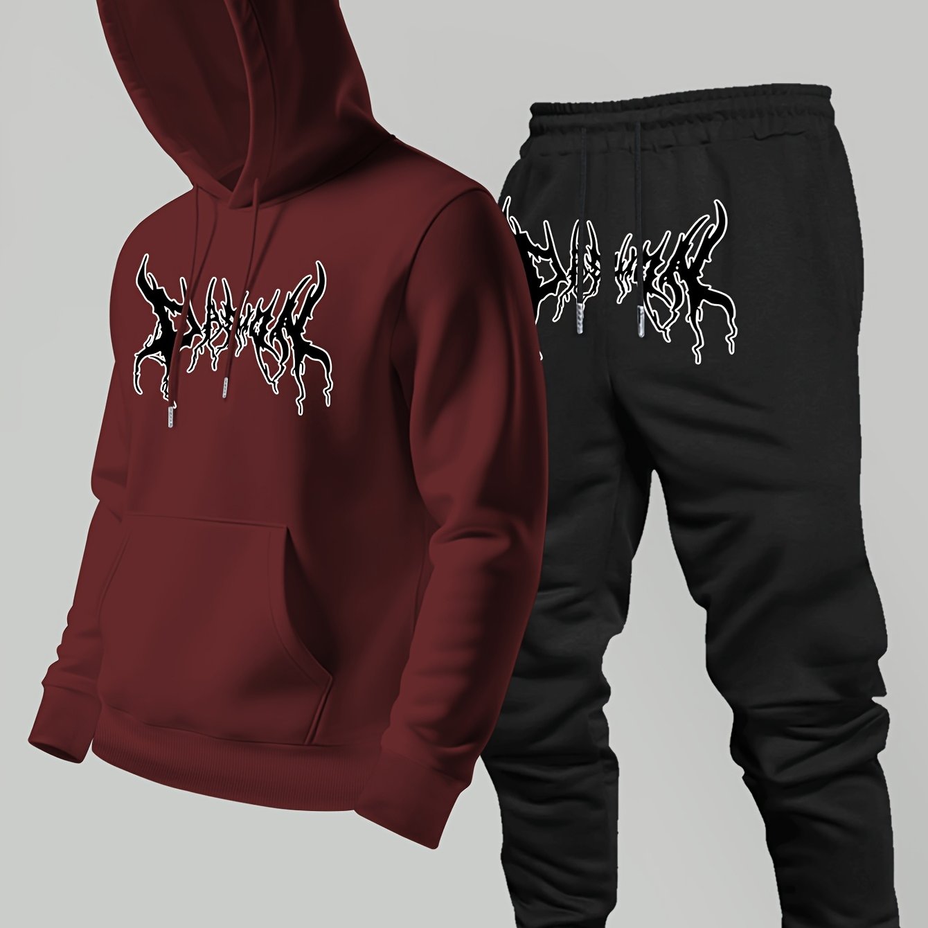 Winter Clothing Pants - Street trend brand printed hooded sweatshirt