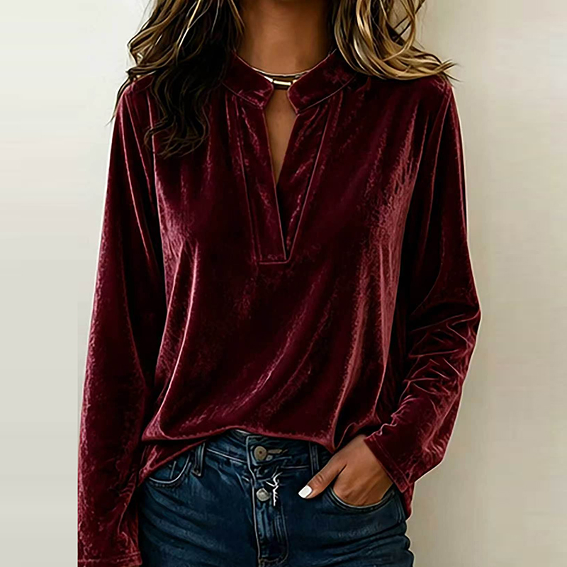 Fashion Velvet Blouse Women Lo - Winter Clothing Girls ulasan dan harga