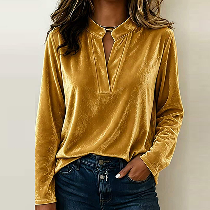 Fashion Velvet Blouse Women Lo - Winter Clothing Girls ulasan dan harga