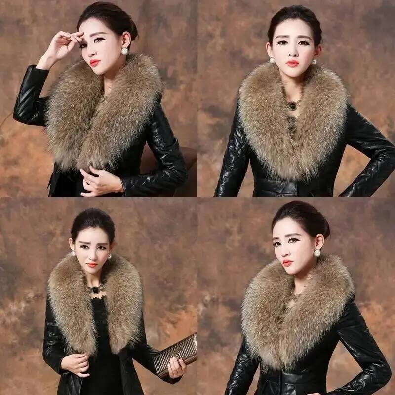 Natural Raccoon Fur Collar Rea - Winter Clothing Essentials ulasan dan harga