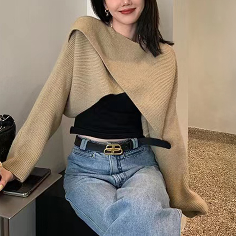 Women Crisscross Sweater Crop  - Winter Clothing Girls ulasan dan harga