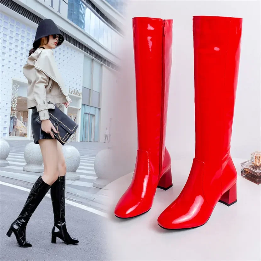 Red White Patent Leather Women - Winter Clothing Women'S ulasan dan harga