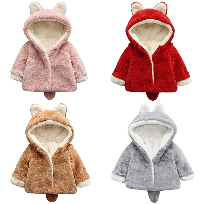 Cute Cat Ears Plush Baby Jacke - Winter Clothing Toddler ulasan dan harga