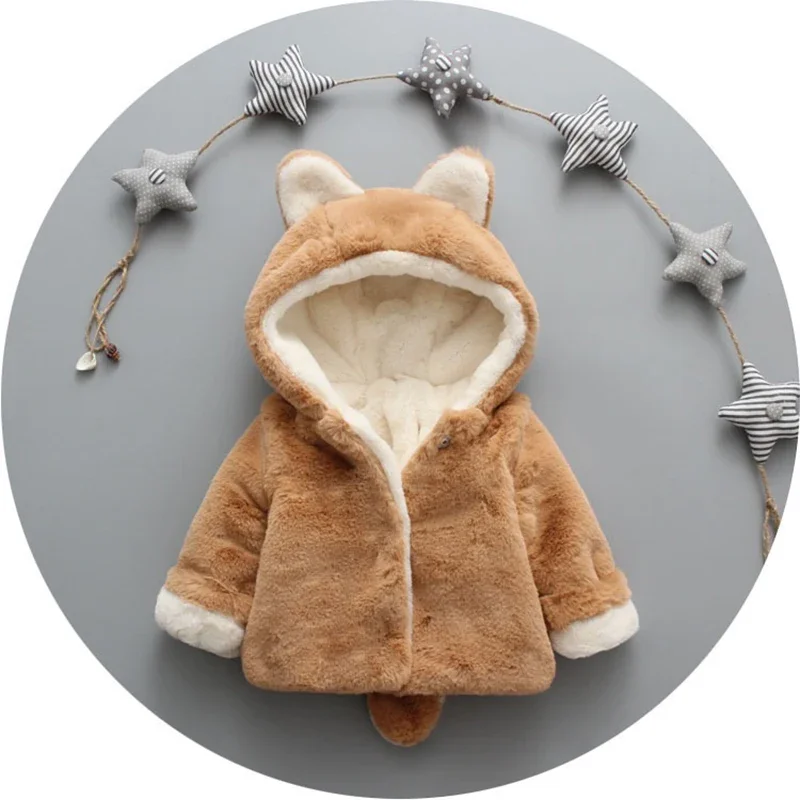 Cute Cat Ears Plush Baby Jacke - Winter Clothing Toddler ulasan dan harga