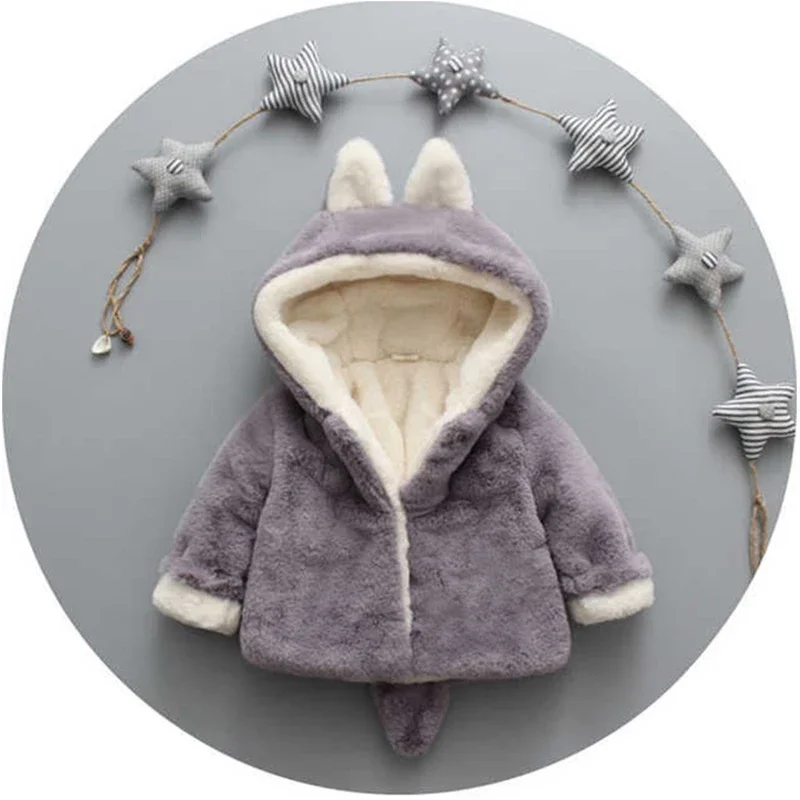 Cute Cat Ears Plush Baby Jacke - Winter Clothing Toddler ulasan dan harga