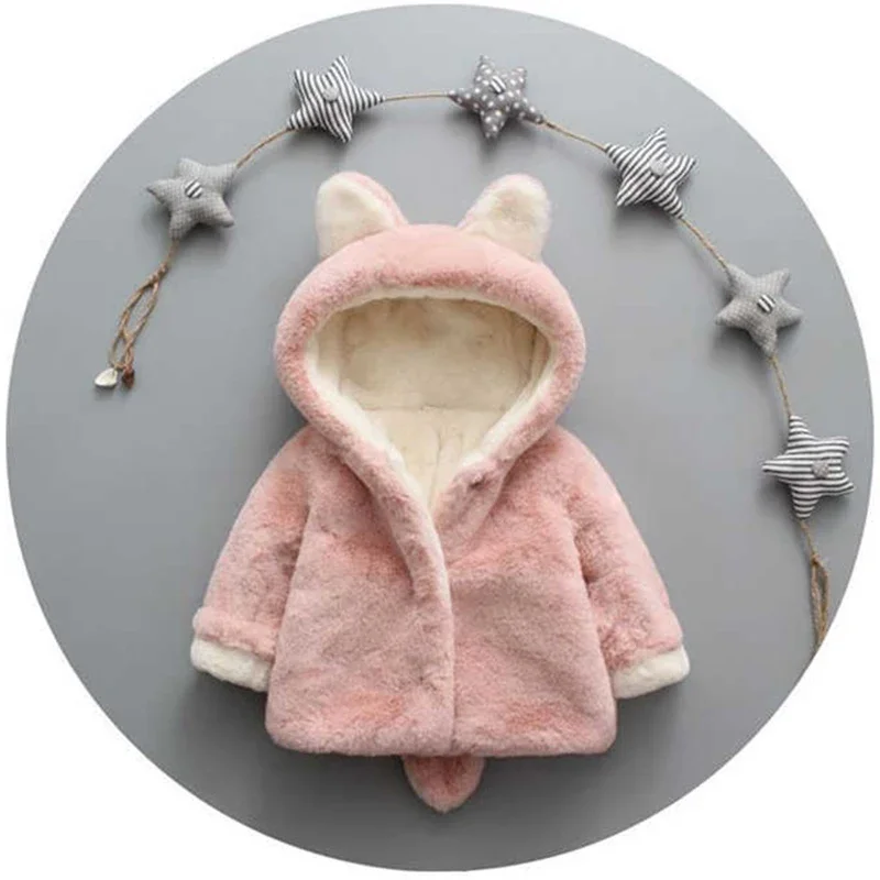 Cute Cat Ears Plush Baby Jacke - Winter Clothing Toddler ulasan dan harga