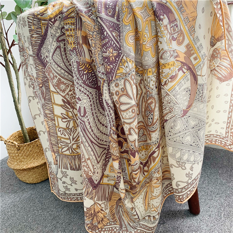 Silk Wool Scarf 135CM Luxury D - Winter Clothing Hong Kong ulasan dan harga