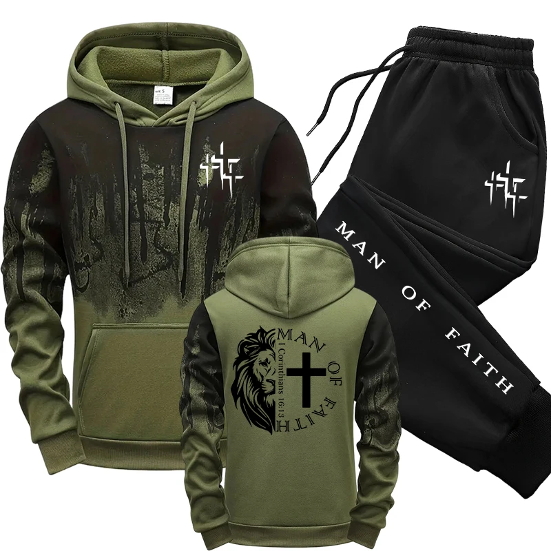 Man of Faith Pattern Men's Set - Winter Clothes ulasan dan harga